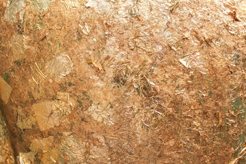 Abstract creative background, Wall with gold plate in the temple, Gold background