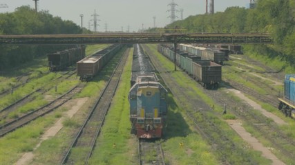 Railway cars on the rails of a metallurgical factory 