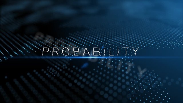 Probability modern intro text 3D animation with lens flare and depth of field focus blur