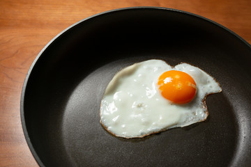 Egg frying in a pan. 