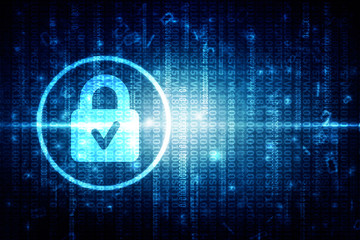 2d illustration Safety concept: Closed Padlock on digital background