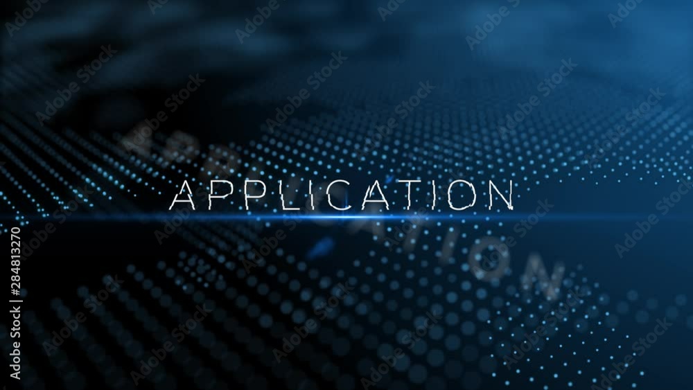 Poster application modern intro text 3d animation with lens flare and depth of field focus blur