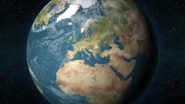 Planet Earth, zooming in on the European continent.
