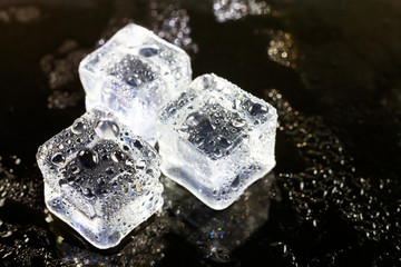 ice cubes on black background.