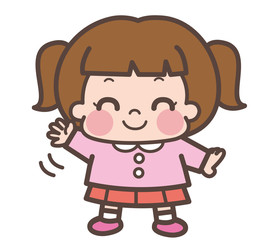 少女　幼稚園　手を振る