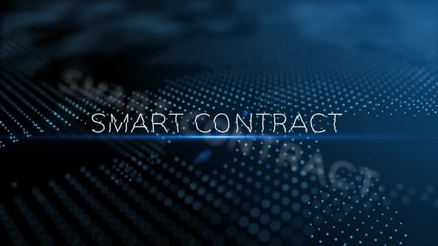 Smart contract modern intro text 3D animation with lens flare and depth of field focus blur