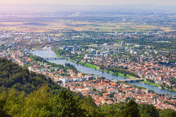 Fototapeta na wymiar heidelberg - city in germany at the neckar from above