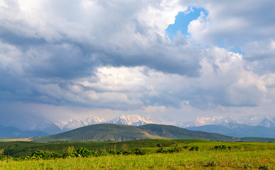 mountain panorama in spring