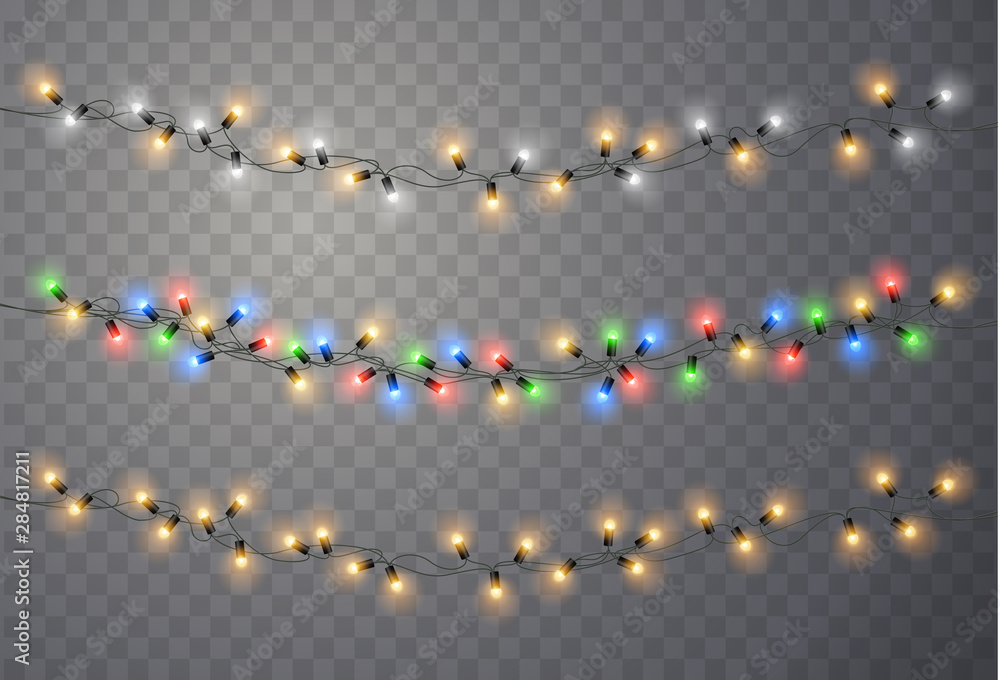 Poster christmas lights. light bulb garland