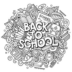 Cartoon cute doodles Back to School phrase