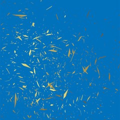 gold sequins, blue background, seamless pattern, vector illustration.