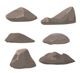 Set of vector stones. Vector stones on a white background. Cobblestones vector.