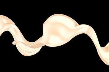 Splash of gold fluid. 3d illustration, 3d rendering.