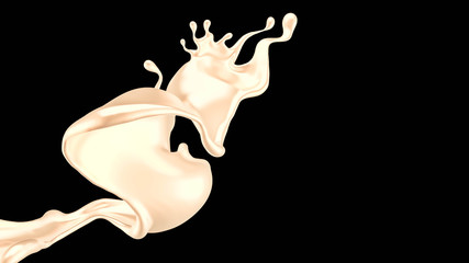 Splash of gold fluid. 3d illustration, 3d rendering.