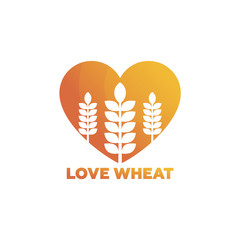 Love Wheat Logo Template Design Vector, Emblem, Design Concept, Creative Symbol, Icon