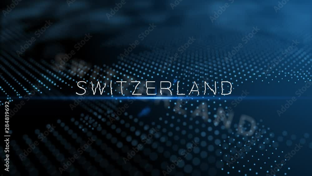 Poster switzerland modern intro text 3d animation with lens flare and depth of field focus blur