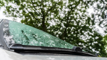 Fototapeta na wymiar drops on a windshield close-up