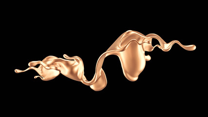 Obraz premium Splash of gold fluid. 3d illustration, 3d rendering.