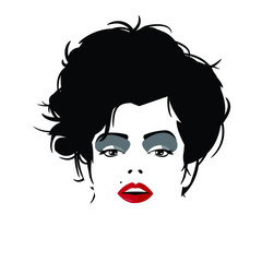 Fashion woman face in style pop art.