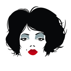 Fashion woman face in style pop art.