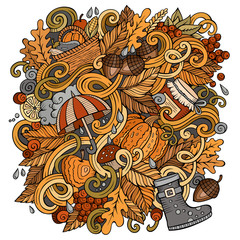 Cartoon cute doodles hand drawn autumn illustration