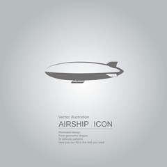 Vector drawn airship. The background is a gray gradient.