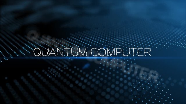 Quantum computer modern intro text 3D animation with lens flare and depth of field focus blur