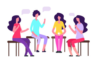 Woman group therapy vector illustration. Female psychoteraphy concept. Counseling psychoteraphy, female meeting and therapy