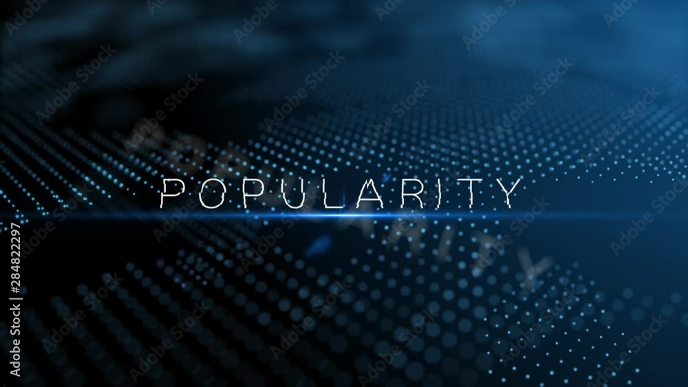 Poster popularity modern intro text 3d animation with lens flare and depth of field focus blur