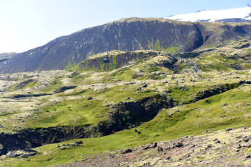 Snaefellsjokull Glacier on the Snaefellsnes Peninsula and its surroundings in Iceland. Europe.
