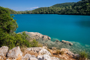 Small lake in Mljet national park, travel destination, outdoor excursion in a natural paradise. Mljet island, Dalmatia, Croatia.