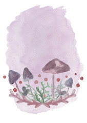 Mushrooms for witches potions. Toadstool for poster and halloween card.