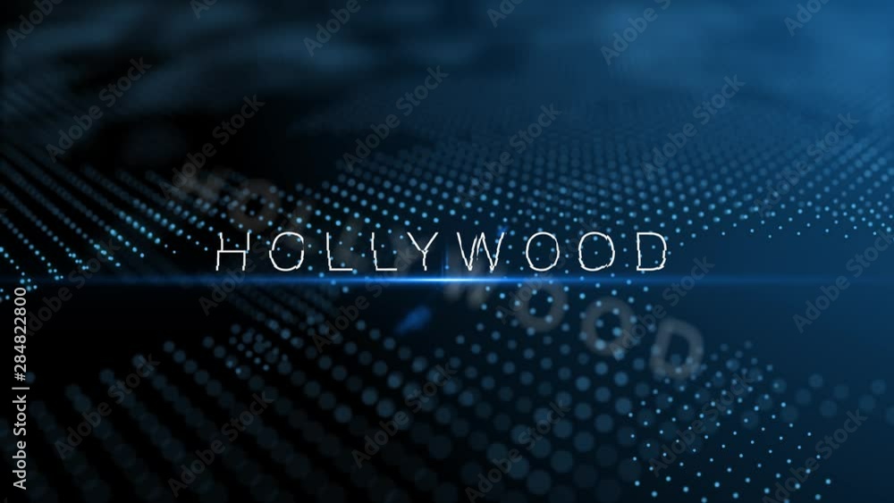 Poster hollywood modern intro text 3d animation with lens flare and depth of field focus blur