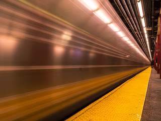 New York Underground Metro in move with light