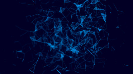 Science background. Big data visualization. Network connection structure. Lines plexus.