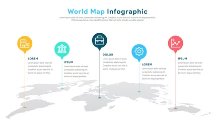 Gordijnen World Map Infographics Vector for Presentation and Slide Show. WIth Simple and Modern Style. Vector EPS 10 © Silvia