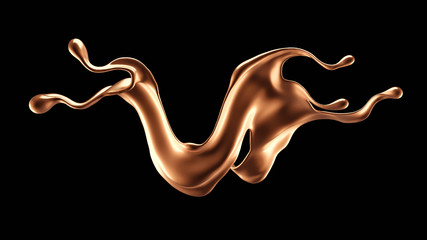 Fototapeta premium Splash of gold fluid. 3d illustration, 3d rendering.