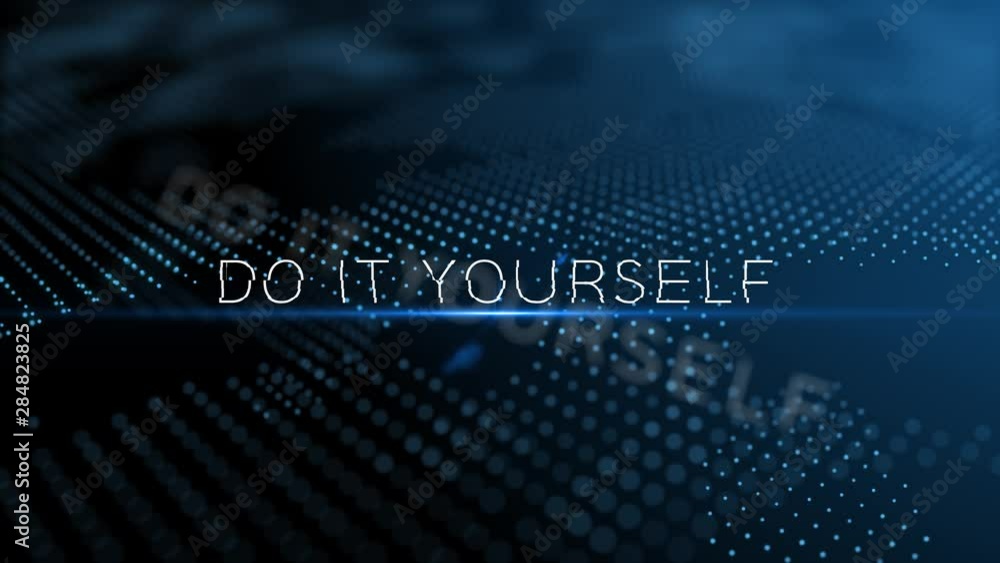 Poster do it yourself (diy) modern intro text 3d animation with lens flare and depth of field focus blur