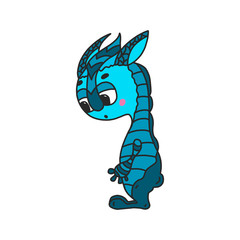 Weird monster, alien or extraterrestrial . Scary fairytale magical creature or mascot wearing wreath. Fantastic cartoon character isolated on white background. Childish vector illustration.