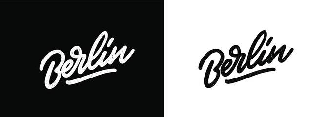 Berlin handwritten city name.Modern Calligraphy Hand Lettering for Printing,background ,logo, for posters, invitations, cards, etc. Typography vector. The inscription on a white and black background. © visio