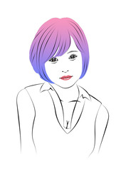 首をかしげる女性