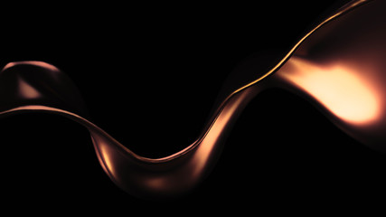 Splash of gold fluid. 3d illustration, 3d rendering.