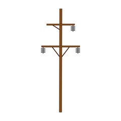 Wood power line icon. Power line flat vector design illustration isolated