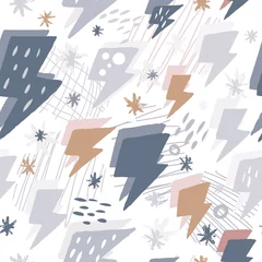 Behang Thunderbolt wallpaper.Hand getrokken doodle donder achtergrond in Scandinavische stijl. © smth.design