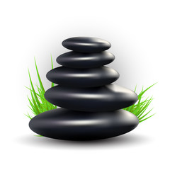 Fototapeta na wymiar Spa Design with Zen Stones and Grass