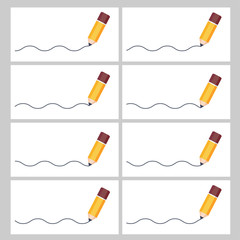 Pencil drawing wave animation sprite sheet isolated on white background