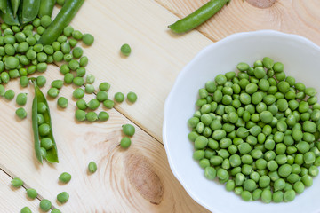 Sugar snap peas background. Top view. Natural homegrown product.