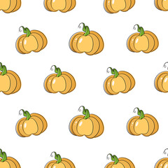 Pumpkins. Vector seamless pattern. Healthy food, vitamins.