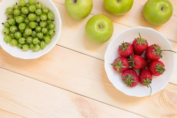 Summer harvest background with copy space. Flat lay.