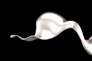 Splash of gold fluid. 3d illustration, 3d rendering.